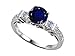 2.03 cttw 14k White Gold Plated Sterling Silver Engagement Ring with 6 Genuine Diamonds and Lab Created Round Sapphire - Gold Plated Silver
