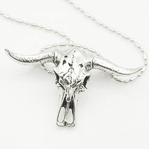 African Tribe Style Skull Head Bull Pendant Necklace For Man Gothic Men's Stainless Steel Cow Jewelry