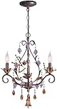 IMAGE OF Lite Source C71143 Bellva 3-Lite Ceiling Lamp, Dark Bronze And Crystals