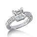 0.75 Ct Diamond Engagement Ring 14k White Gold Princess Cut Antique Style SI3 H