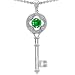 Candygem 14k Gold Key to My Heart Love Key Pendant with Simulated Round Eme...