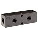 Polyconn PCM10-125R-02BW 90 Degree Black Anodizing Aluminum Manifold, 1/4" NPT Female x 1/8" NPT Female, 1-1/2" Centers, 2 Stations