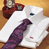 Trim Fit Satin Stripe White-on-White French Cuff Dress Shirt