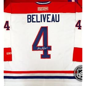 Jean Beliveau Signed Montreal Canadiens White CCM Replica Jersey