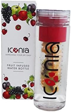 Fruit Infuser Water Bottle by Iconia Lifestyle is BPA Free Tritan for Perfect Travel Infusing &amp; Leak Proof * Formulate Naturally Flavored Infusion Water Get Hydrated &amp; Healthy Now! (Chili Red)