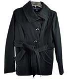 Ak By Anne Klein Women's Wool-blend Envelope Collar Belted Coat Black, P-Medium