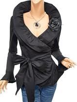 Patty Women Ruffle Ruched Wrap Belt Boho Jacket Coat