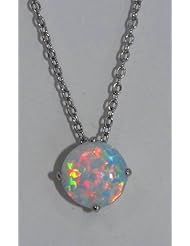BEAUTIFUL OPAL ROUND PENDANT WHITE GOLD QUALITY