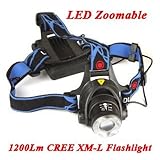 1200Lm CREE XM-L T6 LED Zoomable Headlamp Adjust Focus Headlight