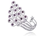 Large Bridal Jewelry Amethyst Crystal Rhinestone Peacock Head Piece Hair Comb