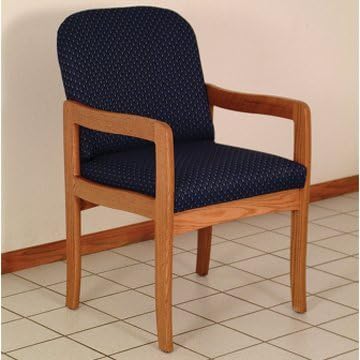 DMD Office and Waiting Room Guest and Patient Chair, Mahogany Wood with Cream Upholstery