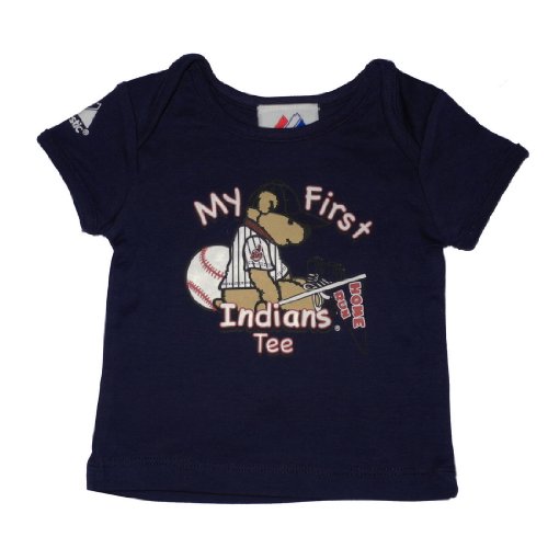 Majestic Infant Baby MLB Cleveland Indians My First Tee T-Shirt - Dark Blue (Size: 6-9)