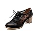 Lucksender Womens Round Toe Lace Up Mesh &Lace Fashion Oxford Shoes