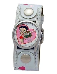 Betty Boop #BB-W420 Womens "Puppy Love" White Cuff Band Watch