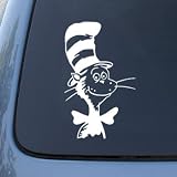 CAT IN THE HAT - Vinyl Decal Sticker #A1007 | Vinyl Color: White