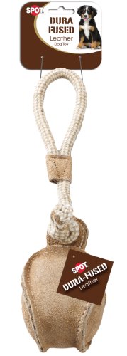 Ethical Pets Dura Fused Leather Base Ball Dog Tug Toy, 12-Inch