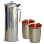 Fridge Jug Pitcher with Lid and Two Tumblers Copper Drinkware Set Ayurvedic Products from India