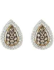 14K Yellow Gold 0.8ct Perfect Teardrop Micropave Diamond Stud Post Back Earrings
