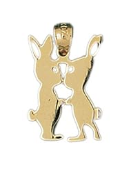 Dazzlers Solid 14k Gold Kissing Rabbits Charm Pendant Available in three colors from jewelsberry (weights: 1.1 grams only)