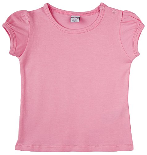 Lovetti Baby Girls' Basic Short Puff Sleeve Round Neck T-Shirt