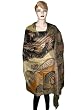 India Jamawar Dark Turmeric Brown Reversible Pashmina Shawl