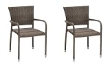 Gartenfreude 2900-1001-024 Polyrattan Stuhl 53 x 56 x 82 cm 2er-Set wetterfest, stapelbar, bicolour beige