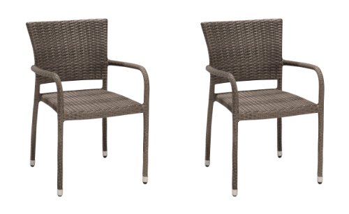 Gartenfreude 2900-1001-024 Polyrattan Stuhl 53 x 56 x 82 cm 2er-Set wetterfest, stapelbar, bicolour beige