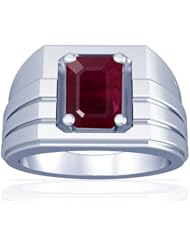 18K White Gold Emerald Cut Ruby Solitaire Ring