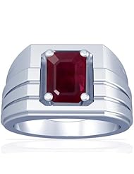 14K White Gold Emerald Cut Ruby Solitaire Ring