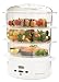 Russell Hobbs 14587 Digital Steamer in white with 3 tier stackable transparent baskets