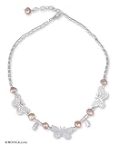 Pearl necklace, 'Butterfly Dance' 0.6 W 17.5 L