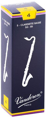 Vandoren CR124 Bass Clarinet Traditional Reeds Strength 4; Box of 5