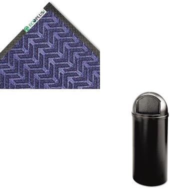 KITCWNECR046MBRCP816088BK - Value Kit - Crown Mats ECR46MBL ECO-PLUS Floor Mat, 45 x 70, Midnight Blue (CWNECR046MB) and Rubbermaid-Black Marshal Fire Resistant Plastic Containers 15 Gallon (RCP816088BK)