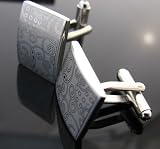 Flower Design Silver Brushed Cufflinks Cuff Links