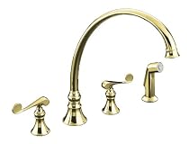 KOHLER K-16111-4-PB Revival Kitchen Sink Faucet, Vibrant Polished Brass (Cannot Ship to CA or VT)