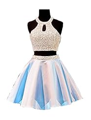  Beaded Keyhole  Pleated Satin Halter Homecoming Dress  With Ruffles and Pearls