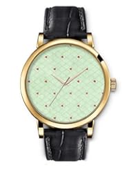 SPRAWL Aanalog Fashion Series Gold Ladies Watches of Genuine Black Leather Strap,Unique Wrist Watch for Women Girls Designed with Hearts in the grid