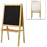 Children's Free Standing Wood Chalkboard Easel, Whiteboard & Drawing Paper Dispenser Combo