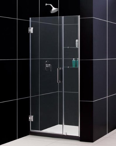 DreamLine SHDR-20407210S-04 Unidoor Frameless 40â-41â Adjustable Shower Door with Glass Shelves, Bru
