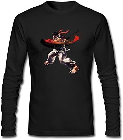 AONEG Street Fighter RYU Men's Custom Long Sleeve Tshirts Black XL