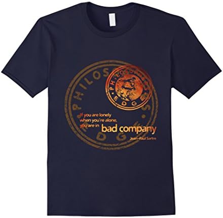 Men's Jean-Paul Sartre quote About Lonliness  T-Shirt Medium Navy
