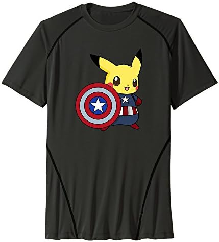 Captain Pikachu Men Performance Base Layer Workout T-Shirt Family
