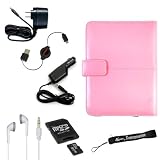 Pink Leather Cover Case, USB 2in1 Data Cable, Car Charger, and Wall Charger with 4-inch eBigValue TM Determination Hand Strap for the Sony Reader eBook Touch Edition PRS-600 + 4GB Mini SD Card with SD Card Adaptor (Good to listen to your MP3's with Sony Reader) + Stereo In-Ear Headphones (White) (Ultimate Combo, Retail: $80.00)