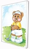 Sports Bear Golf Star - Childrens Wall Art, Kids Wall Art, Nursery Wall Art Ready-to-Hang Plaque 10.5" x 13.5"