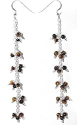 Tiger Eye Earrings Sterling Silver Jewelry 4.25 inches (ers143)