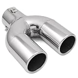 Popular Style 304 Stainless Steel 2.5 Inch Inlet 2 Inch Double Dual Tailpipe Exhaust Muffler Tip Transition Y Pipe Silencer For Honda RL TL TSX ZDX MDX RDX RSX Integra 95 96 97 98 99