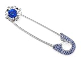 Zandra Rhodes 925 Sterling Silver Sapphire Crystal Safety Pin Brooch