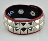 RED Leather Wristband 80s Gothic Punk Glam Emo Jacob