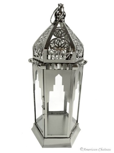 15 Hanging Moroccan Silver Candle Lantern