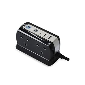 Masterplug SRGDU42PB USB Charging Surge Protected 2m Extension Lead Power Block with 4 Sockets